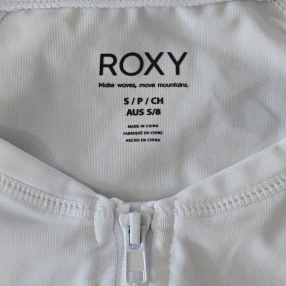 ROXY New Essentials LS Zipped Rashguard Small | White Long Sleeve Swim Shirt NWT - Picture 2 of 5
